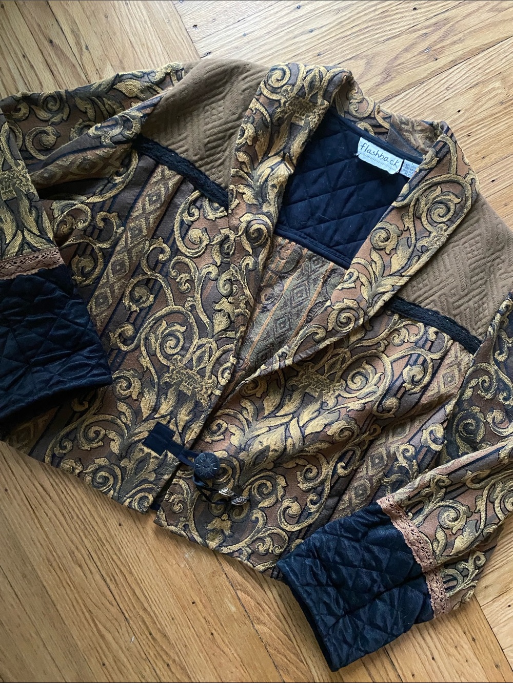 Flashback Gold & Black Brocade Short Blazer